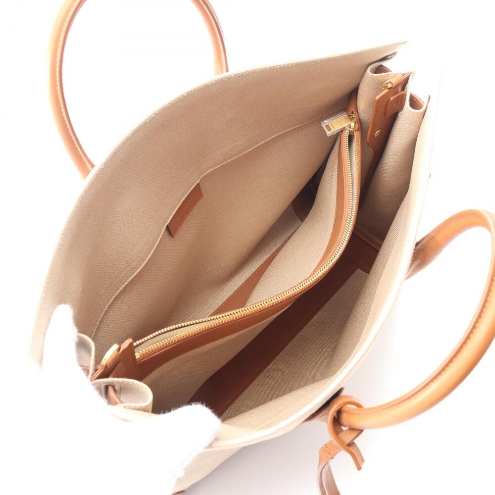 Saint Laurent Sac de Jour Tote Bag Canvas Leather Beige Brown - Picture 3 of 7